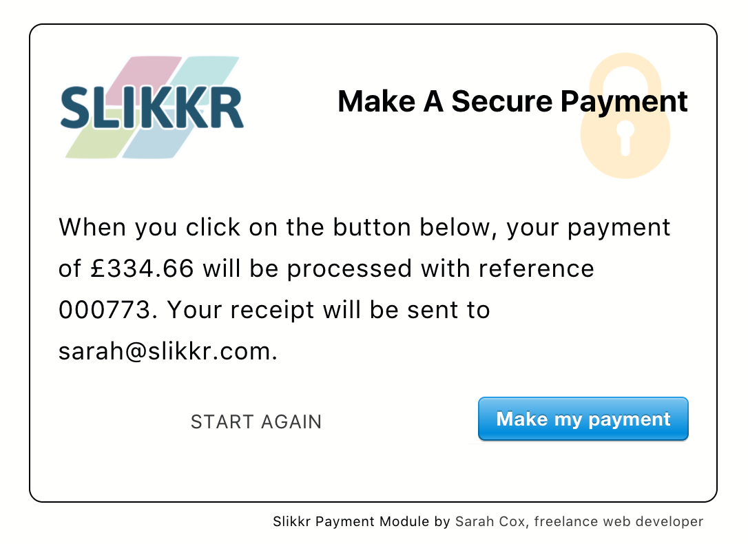 Slikkr Stripe Payments - let the client check the payment details